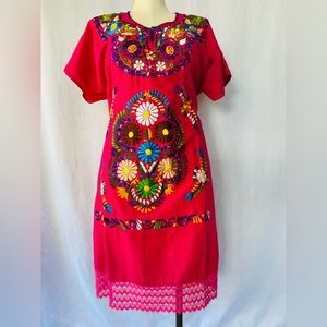 Pink Mexican embroidery dress